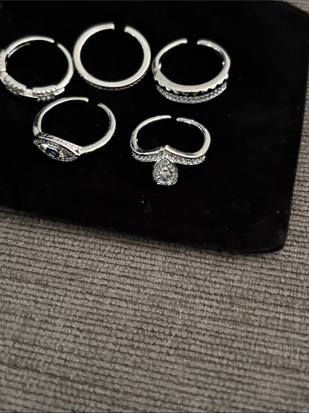 Sterling-Tone Clear CZ Teardrop Stackable Ring Set - Silver